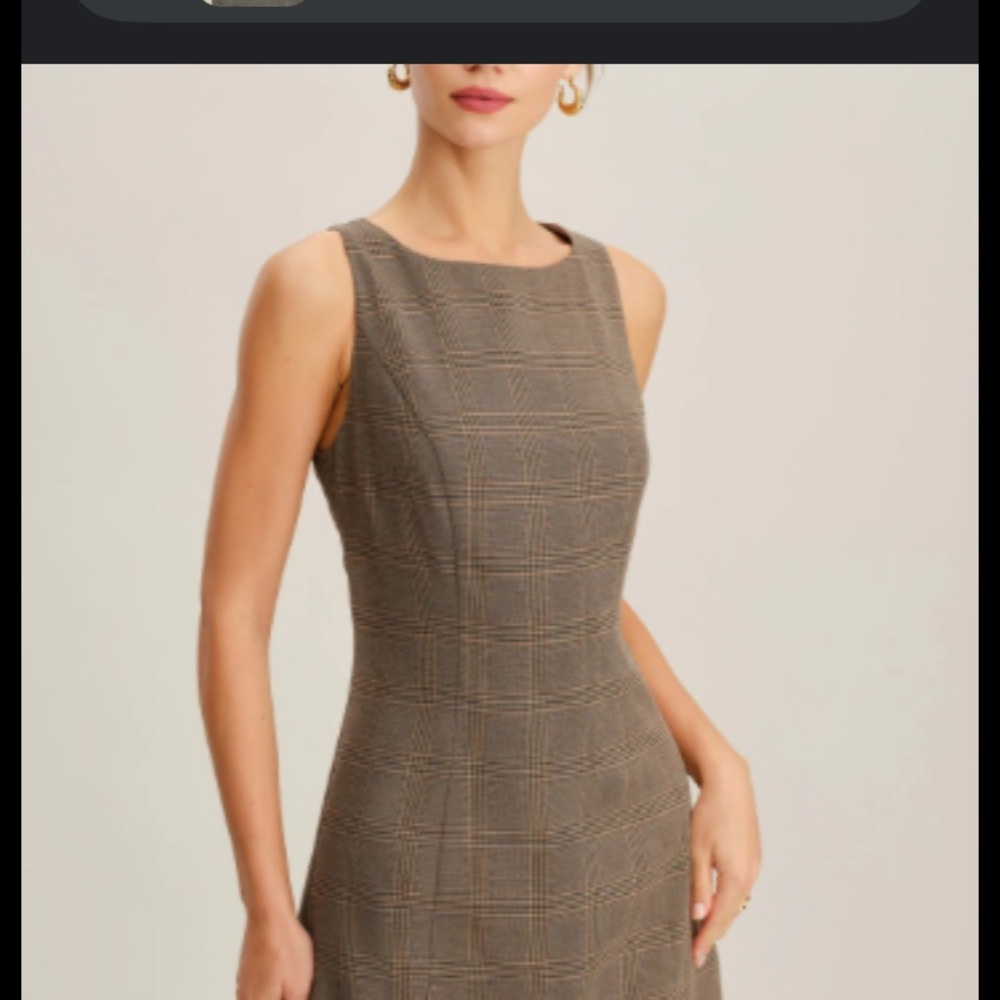 Chaps Women's Tan Plaid Mini Dress